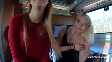 Risky Lesbian Sex On A Public Train